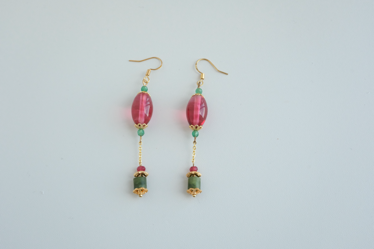 Rose & Jade Drop Earrings