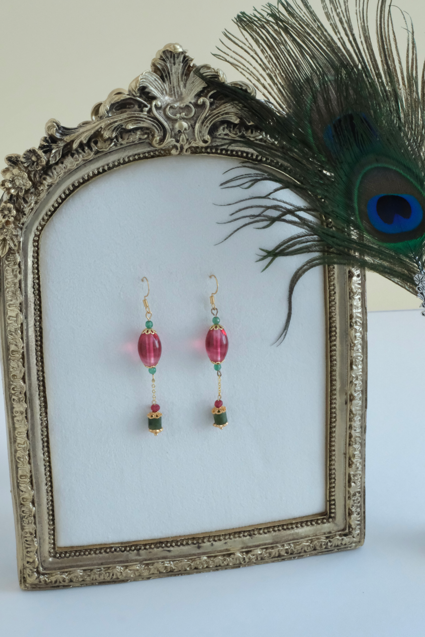 Rose & Jade Drop Earrings