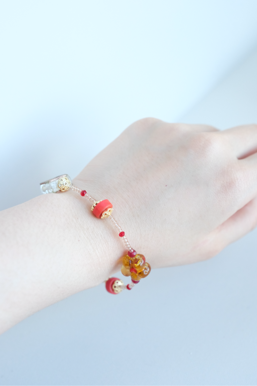 Coral Beaded Bracelet