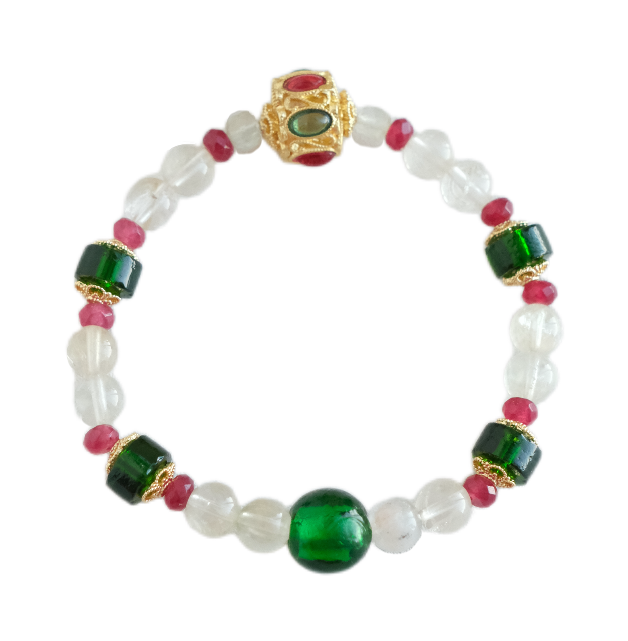 Green & Red Beaded Bracelet – Bright Mix