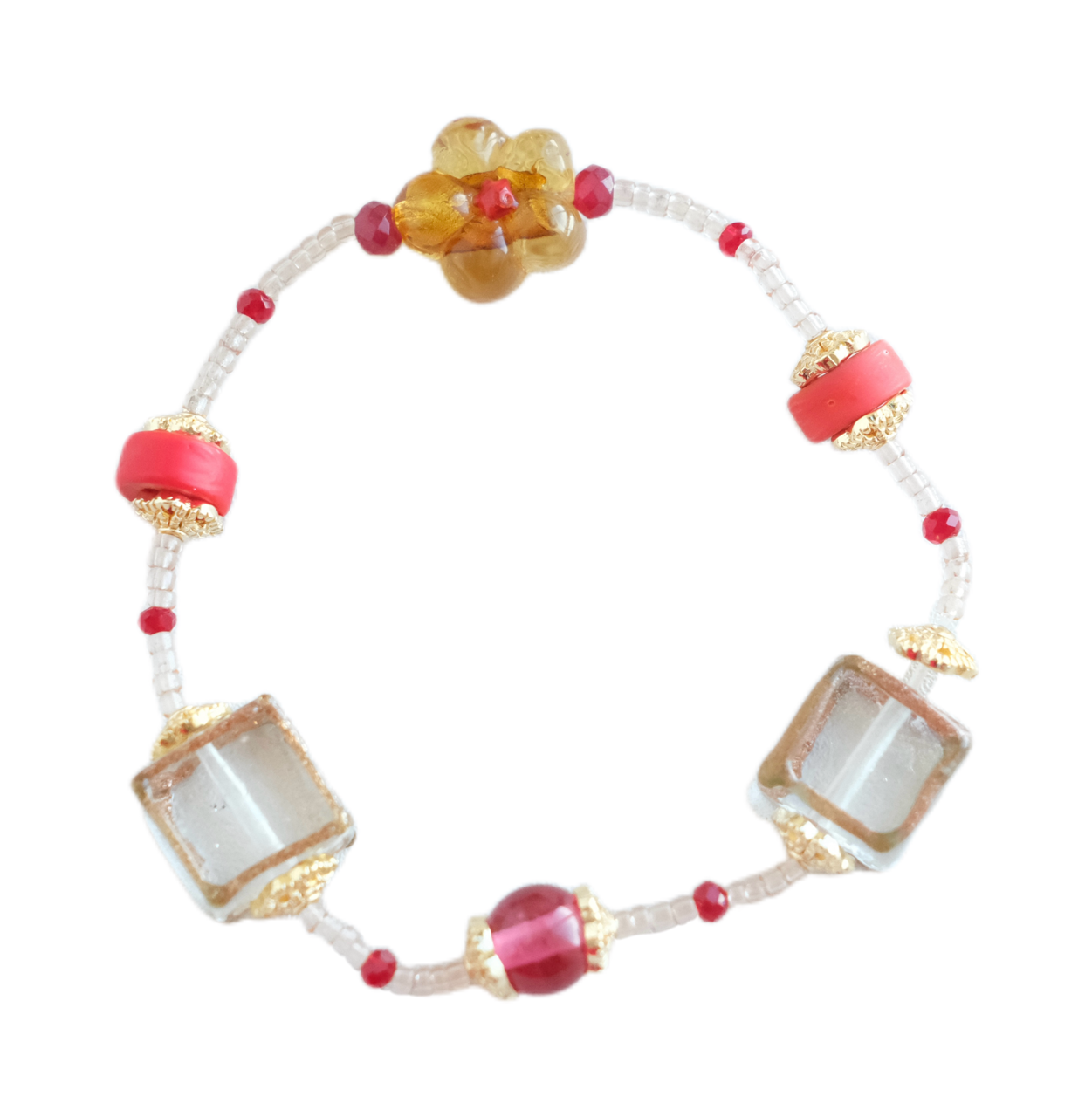 Coral Beaded Bracelet